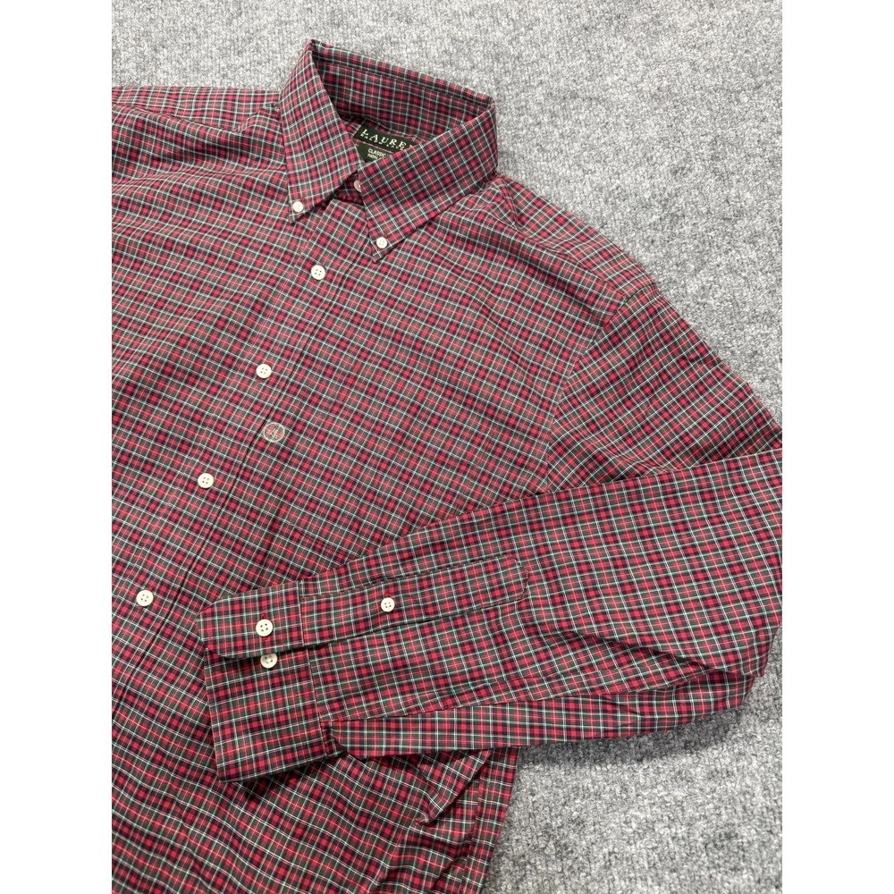 Lauren Ralph‎ Lauren Dress Shirt Mens 16 Red Plaid Non Iron Button Down